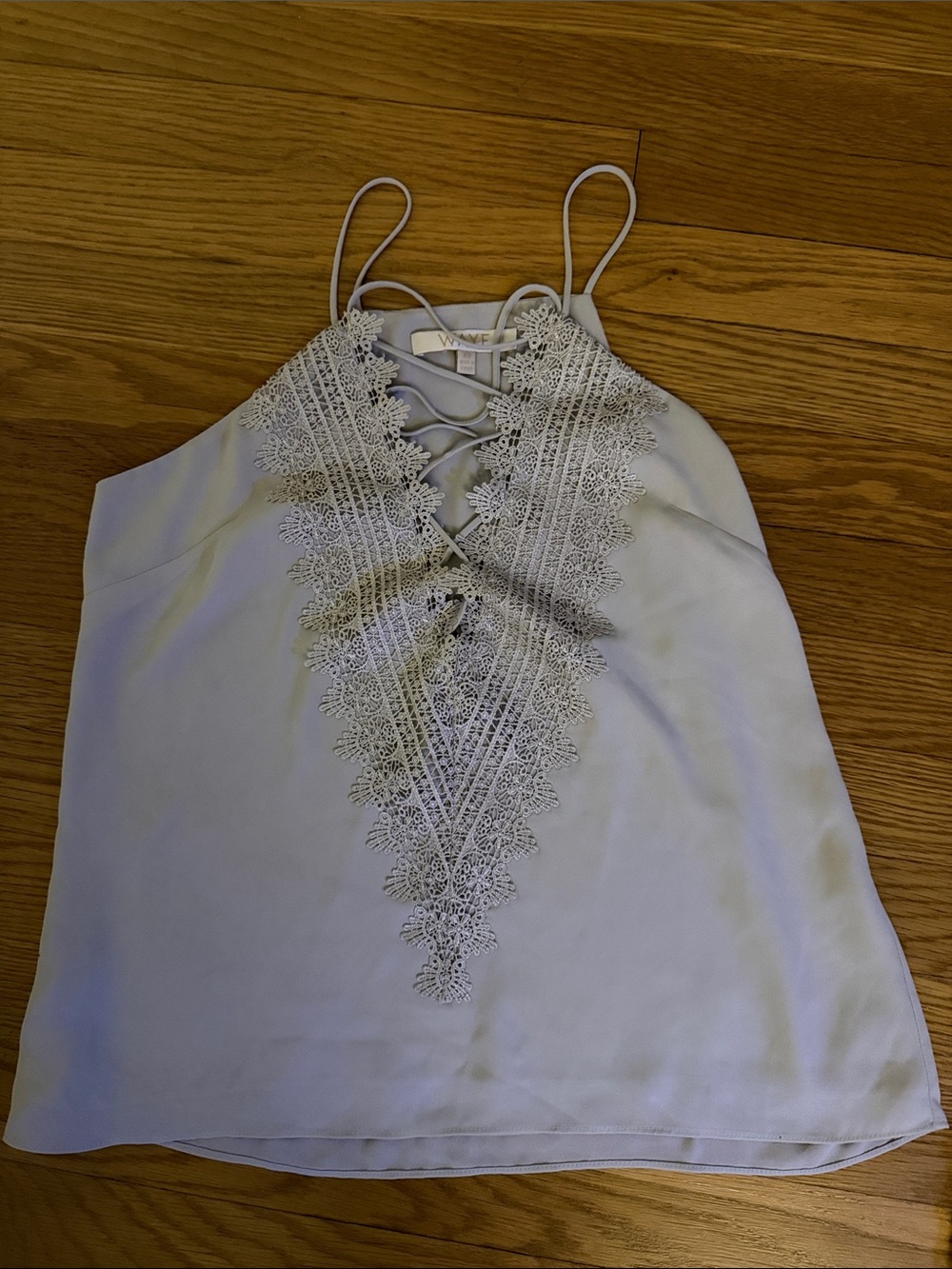 Wayf Grey Lace-Trim Crisscross Camisole